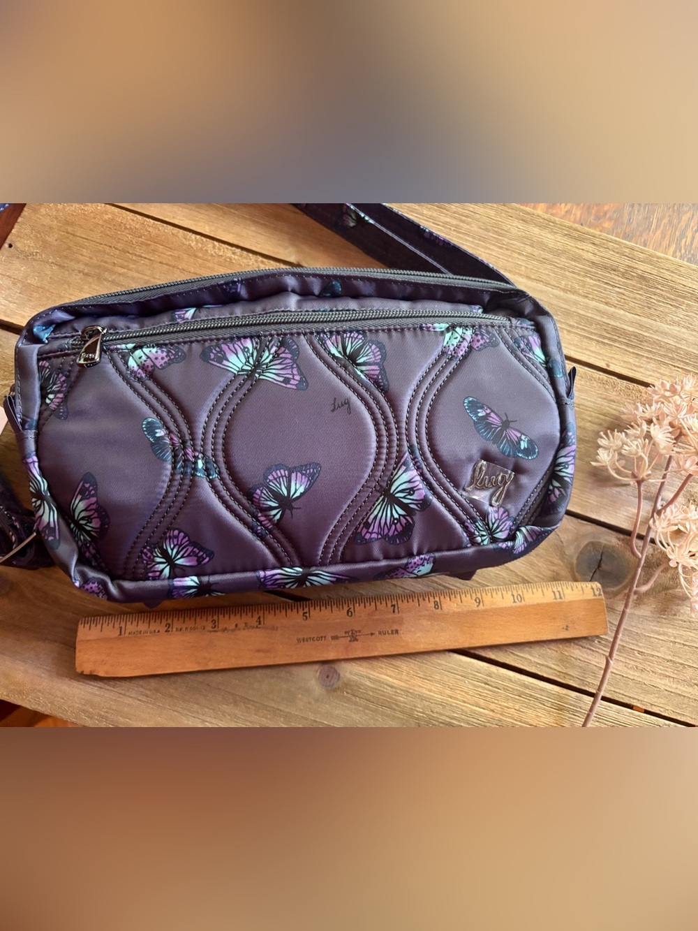 Lug Purple Butterfly Crescendo Convertible Shooper with Crossbody bag - Picture 12 of 14